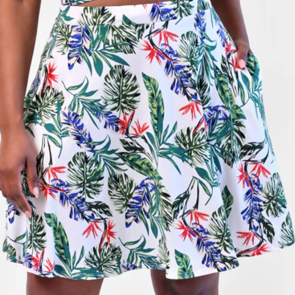 NWT Rebdolls Capri Tropical Print Mini Skater Skirt 2X (18-20)